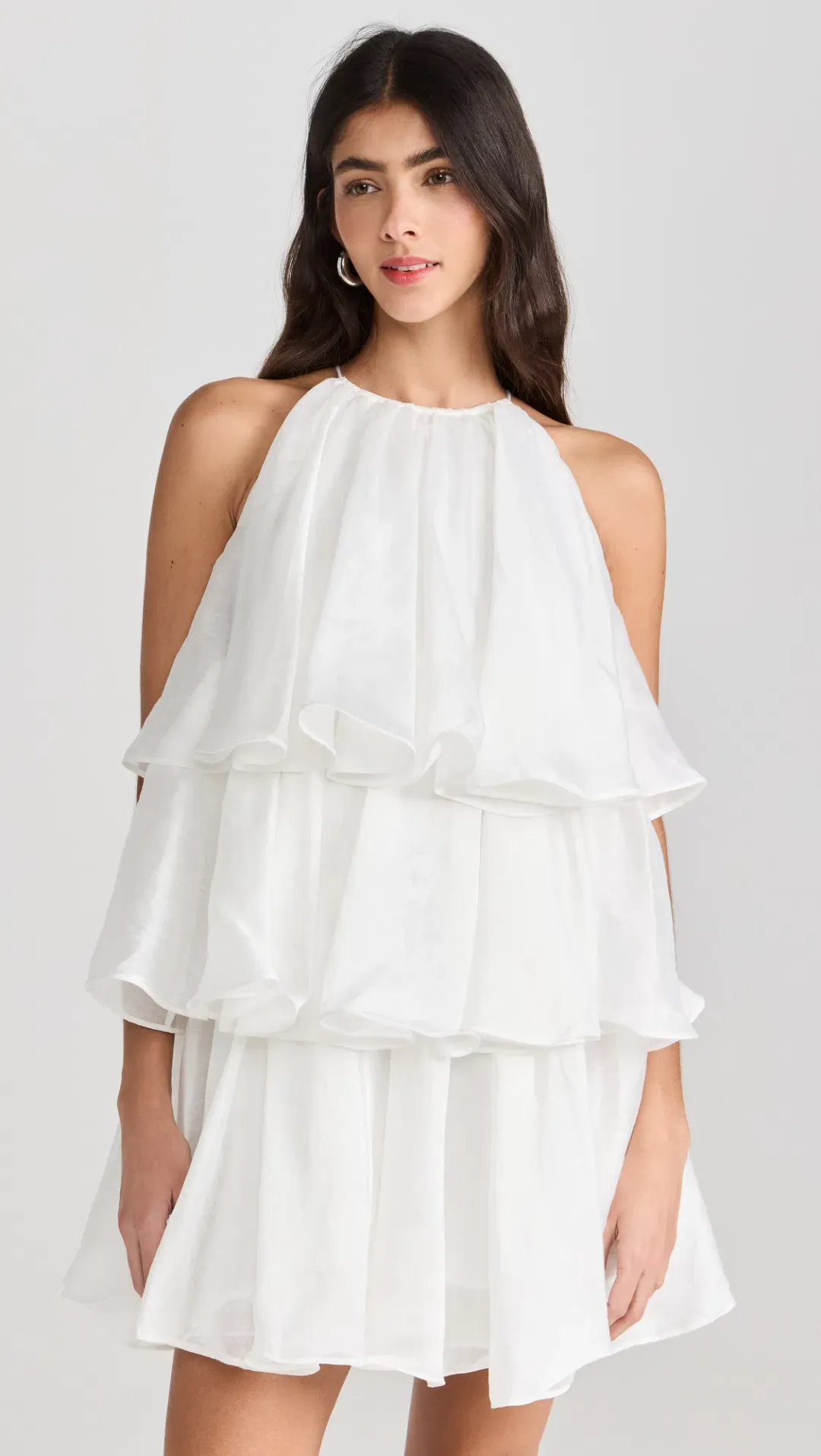 Aje Claudia Halterneck Tiered Mini Dress in White Size 8 for rent on The Volte - main image