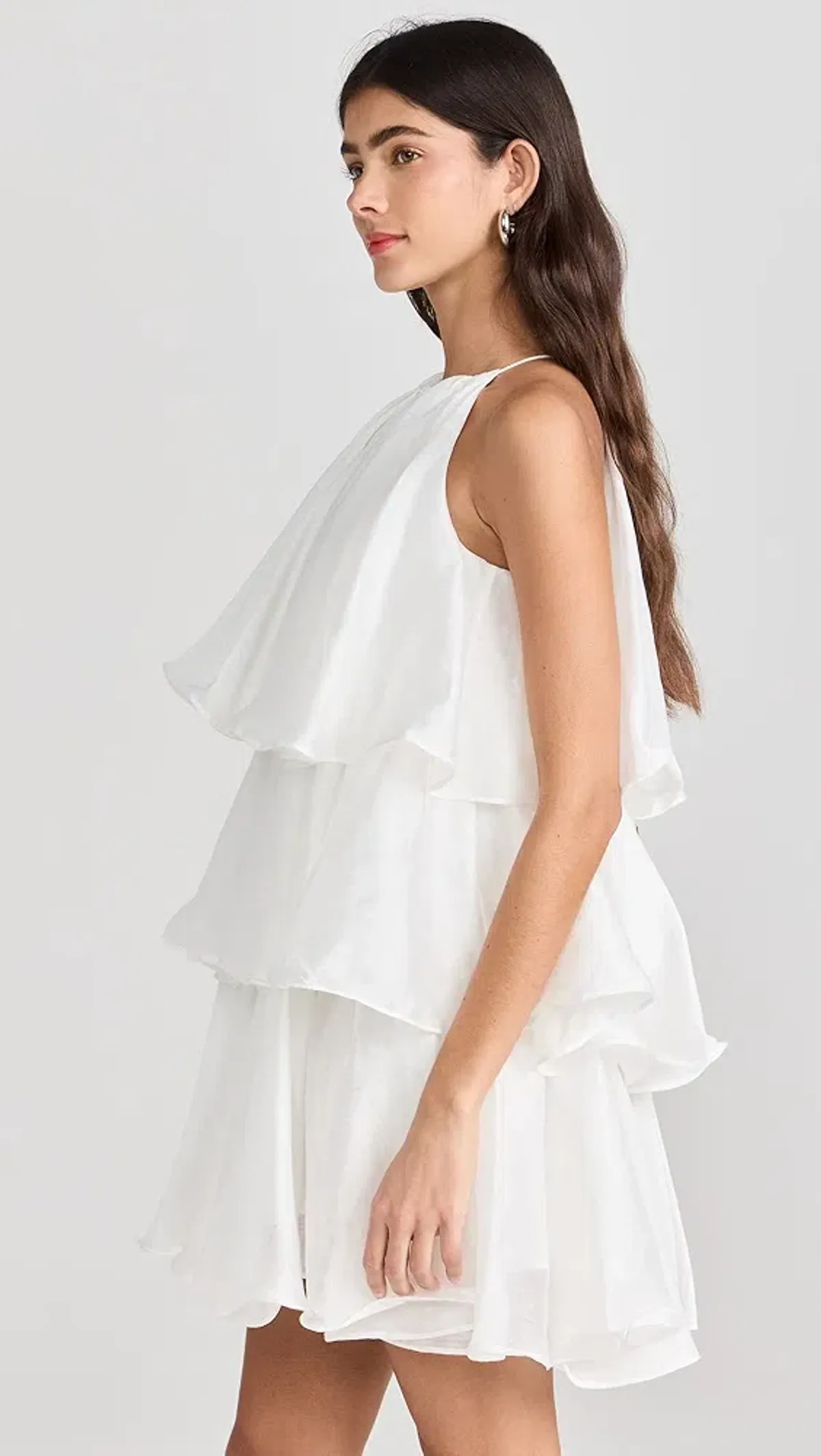 Aje Claudia Halterneck Tiered Mini Dress in White Size 8 - Image 4