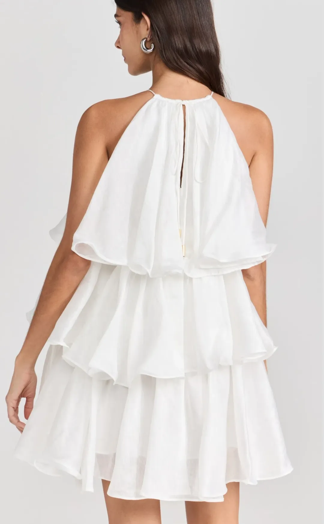 Aje Claudia Halterneck Tiered Mini Dress in White Size 8 for rent on The Volte - main image
