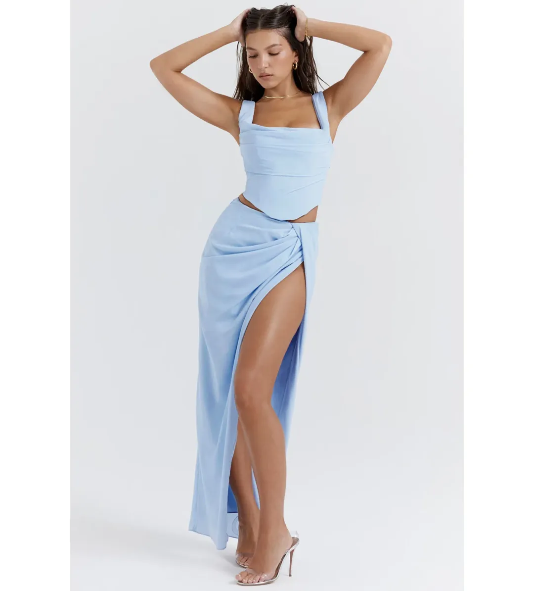 House of CB Vesper Soft Blue Maxi Skirt and Top Size 6 for rent on The Volte - main image