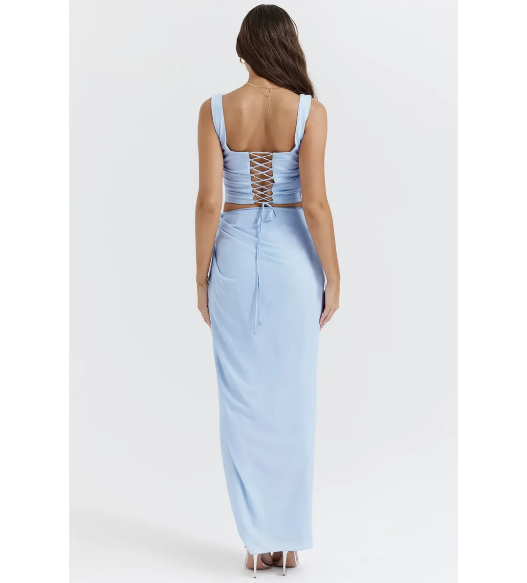 House of CB Vesper Soft Blue Maxi Skirt and Top Size 6 for rent on The Volte - main image