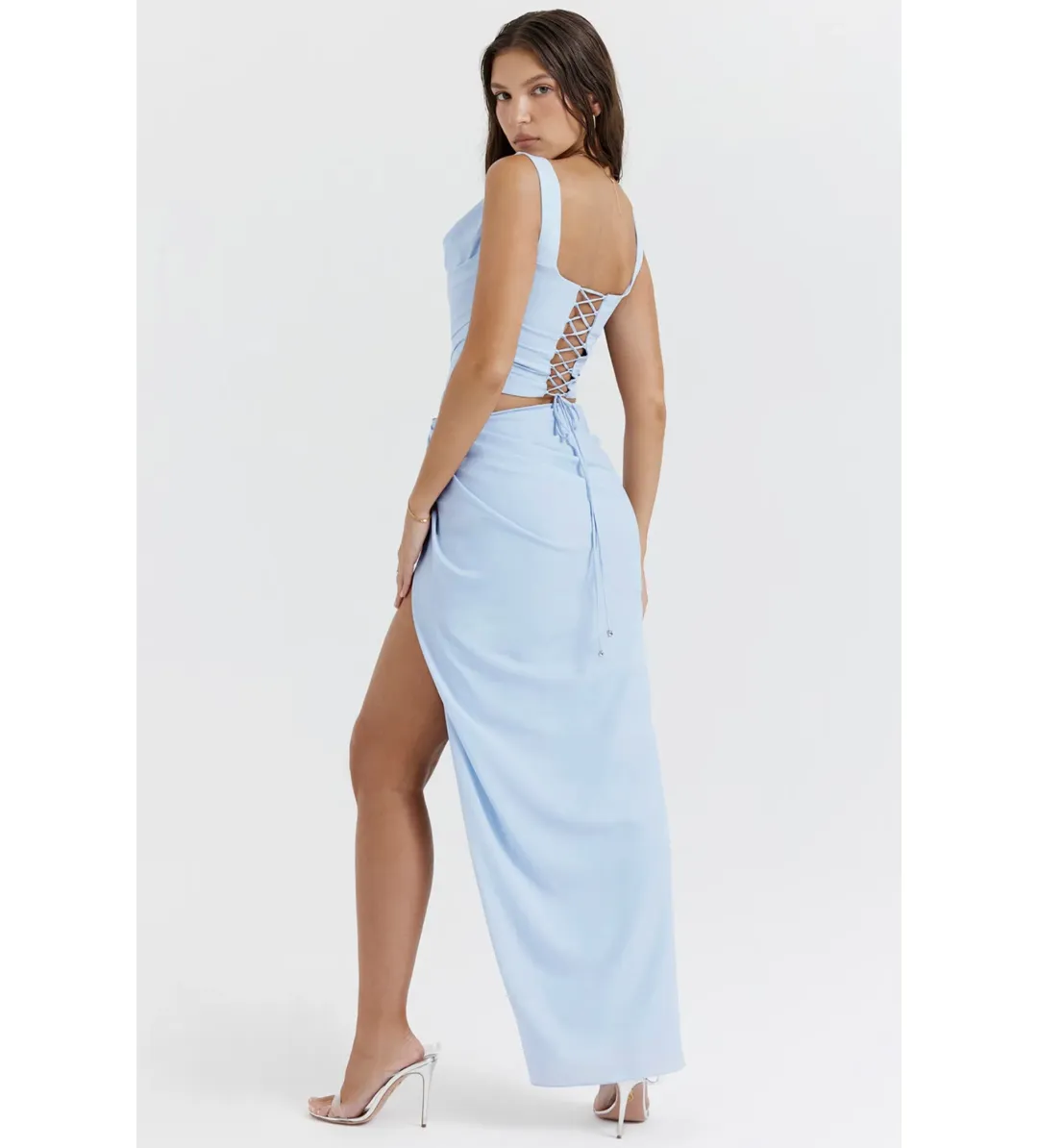 House of CB Vesper Soft Blue Maxi Skirt and Top Size 6 for rent on The Volte - main image