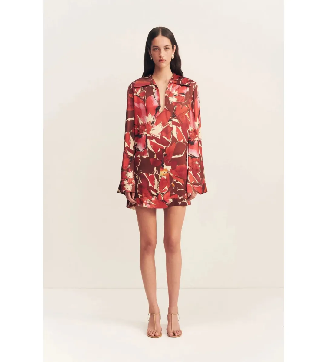 Shona Joy Nolita Shift Mini Dress Rosewood Floral One Size 6/XS for rent on The Volte - main image