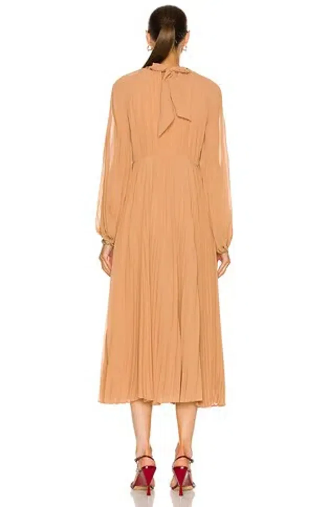 Zimmermann Sunray Pleated Midi Dress Biscuit Size AU 14 for rent on The Volte - main image