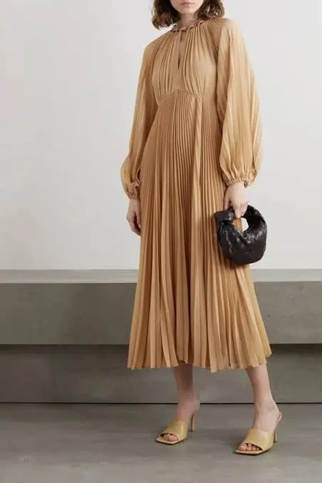 Zimmermann Sunray Pleated Midi Dress Biscuit Size AU 14 for rent on The Volte - main image