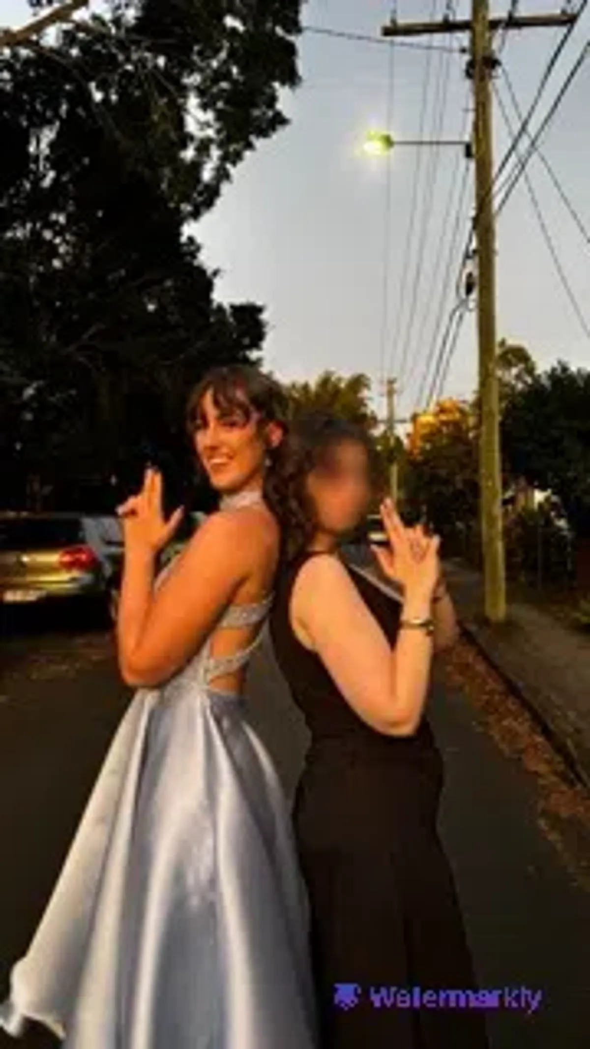 Alyce Paris A Formal Affair Ice-Blue High-Low Halter Neck Dress Size 10/XS - Image 1