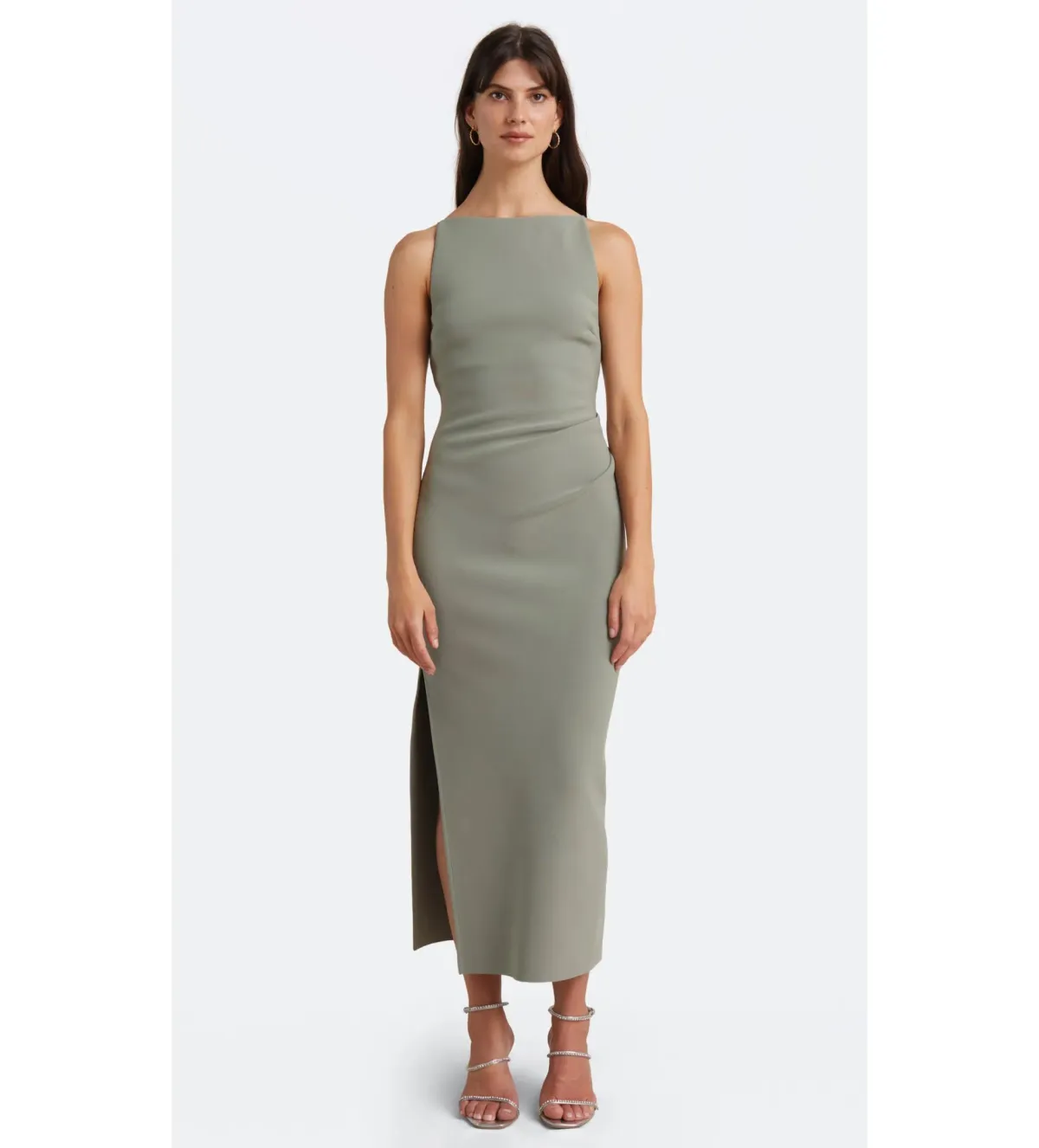 Bec + Bridge Be Mine Tuck Midi Dress Sage Size 14 - Image 1