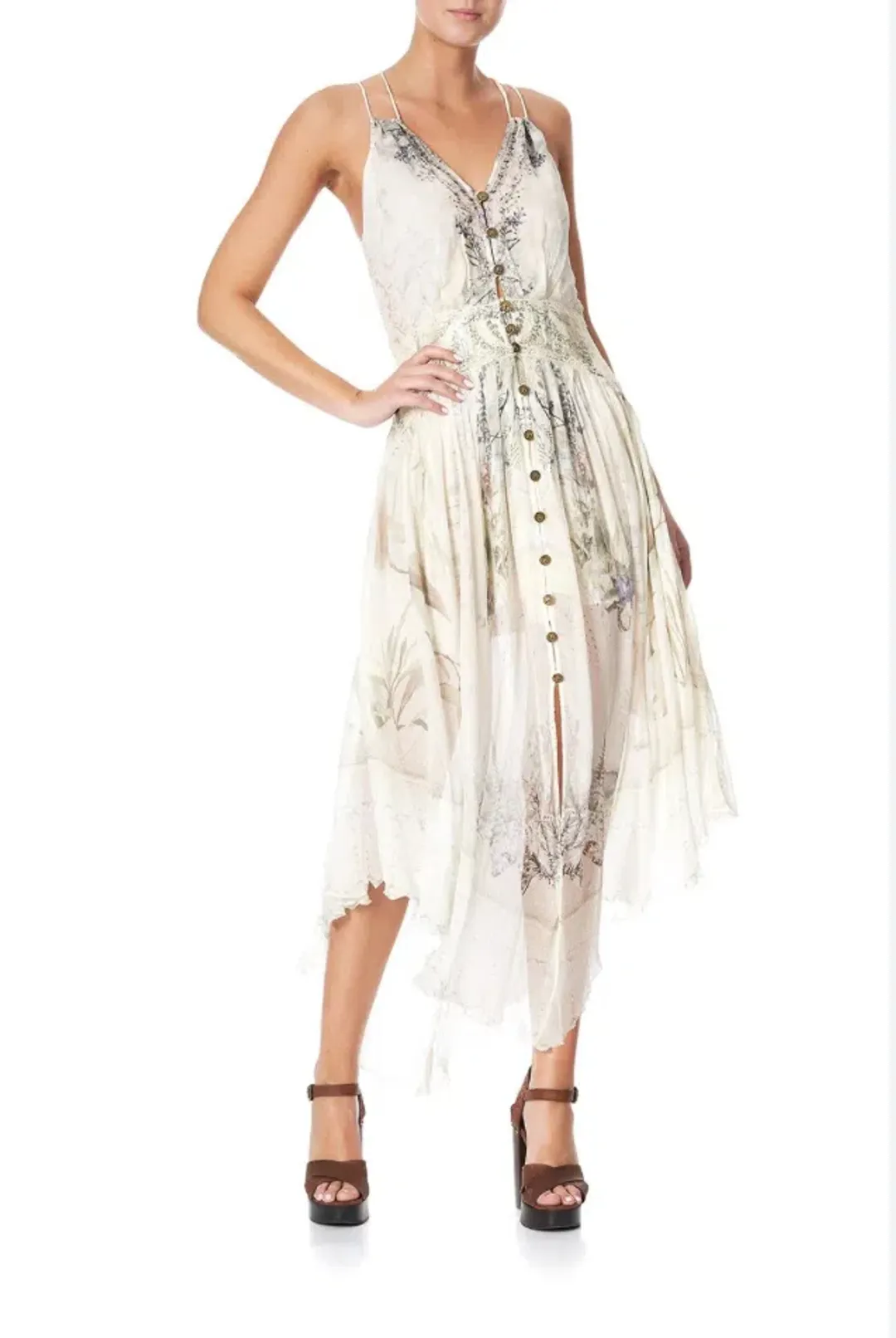 Camilla Memories of Moree Strap Dress with Shaped Waistband Size AU 14 for rent on The Volte - main image