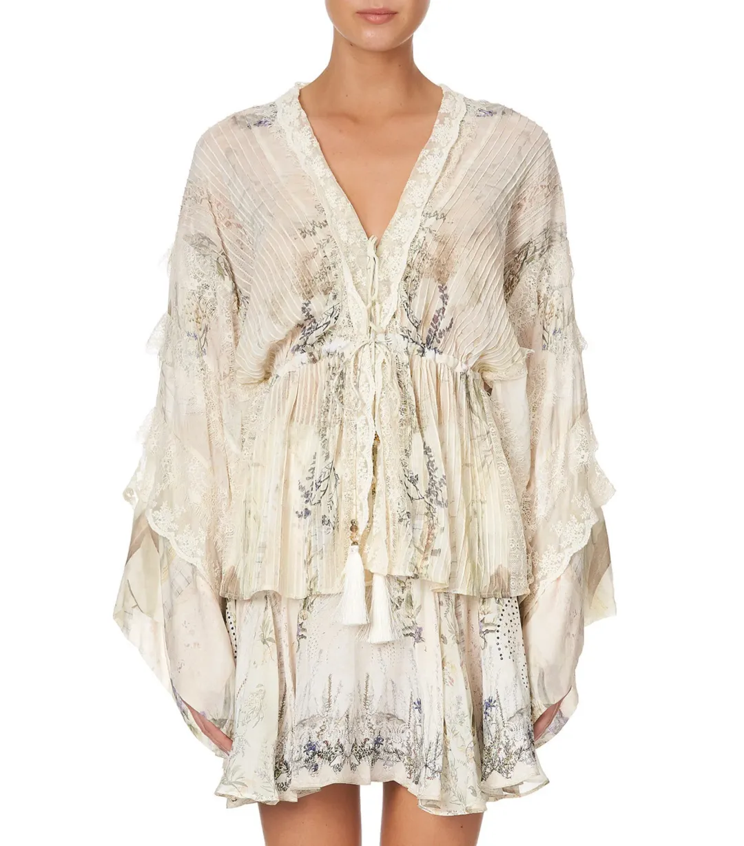 Camilla Tie Front Lace Insert Layer in Memories Of Moree Size M / AU 12 for rent on The Volte - main image