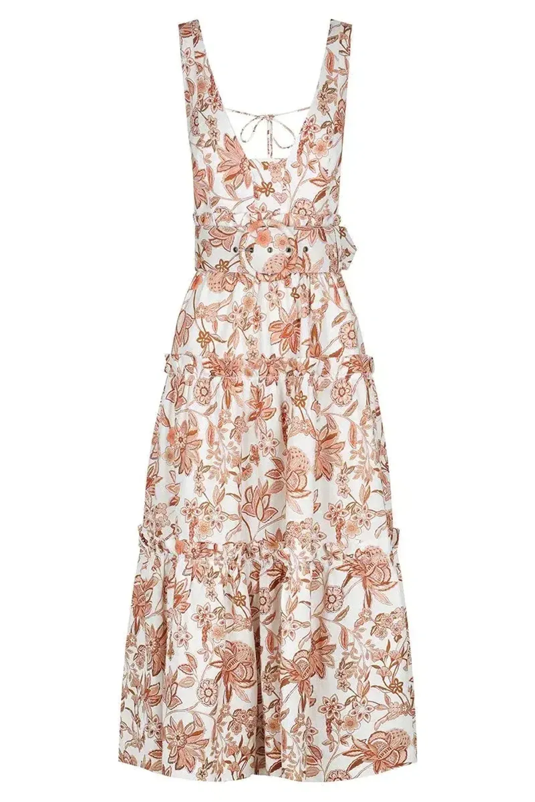 Shona Joy Carolina Linen Tiered Midi Dress Print Size 8 for rent on The Volte - main image
