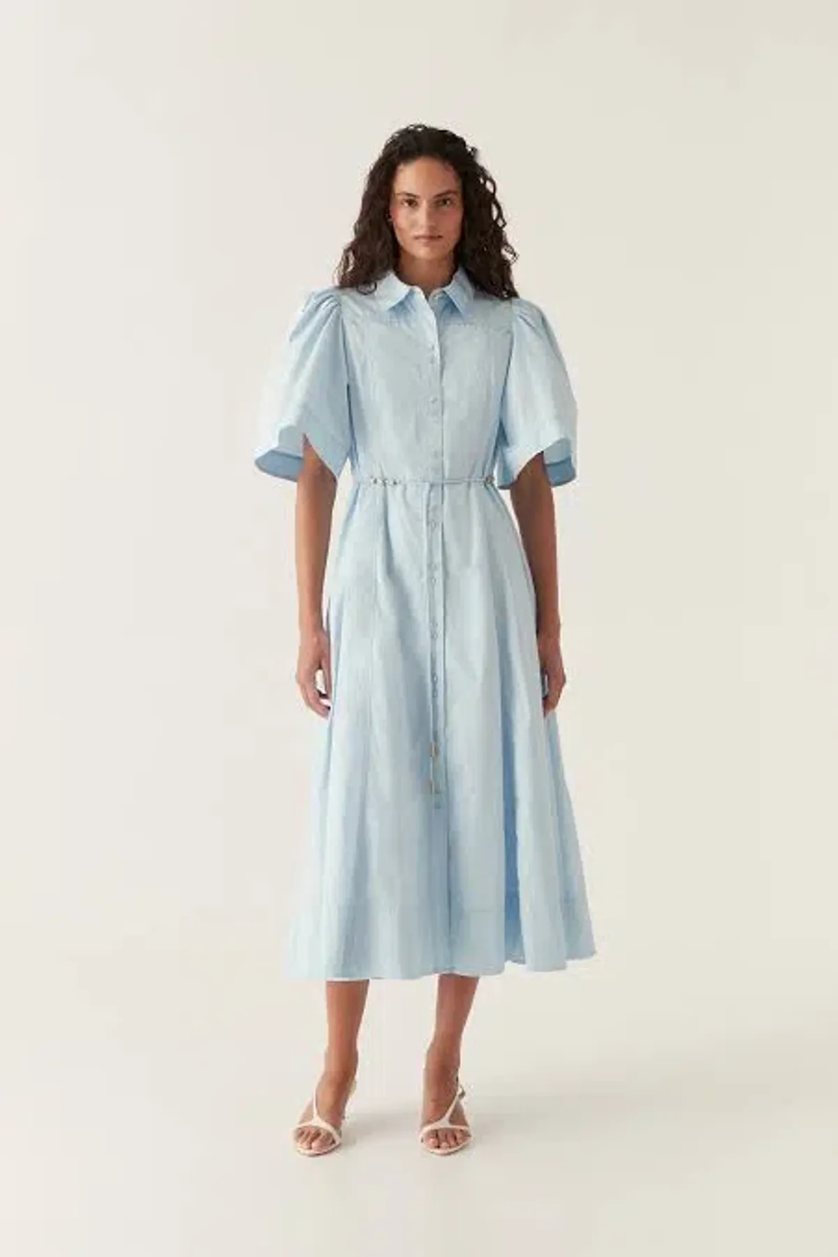 Aje Pivotal Tie Midi Dress Pale Blue Size 10 - Image 1