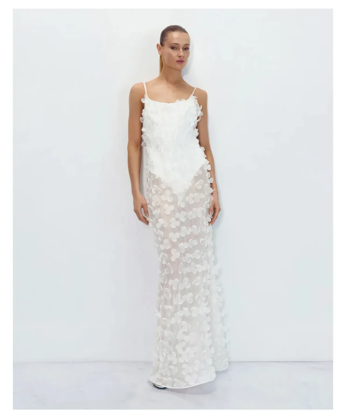 Selezza Floral Chiffon Maxi Dress White Size 6 - Image 1