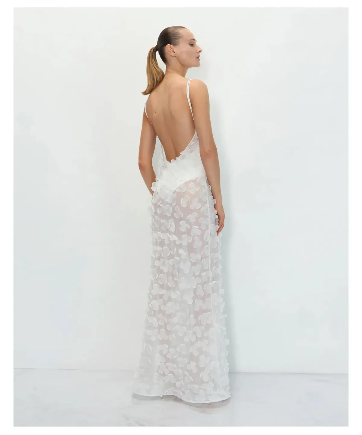 Selezza Floral Chiffon Maxi Dress White Size 6 - Image 2