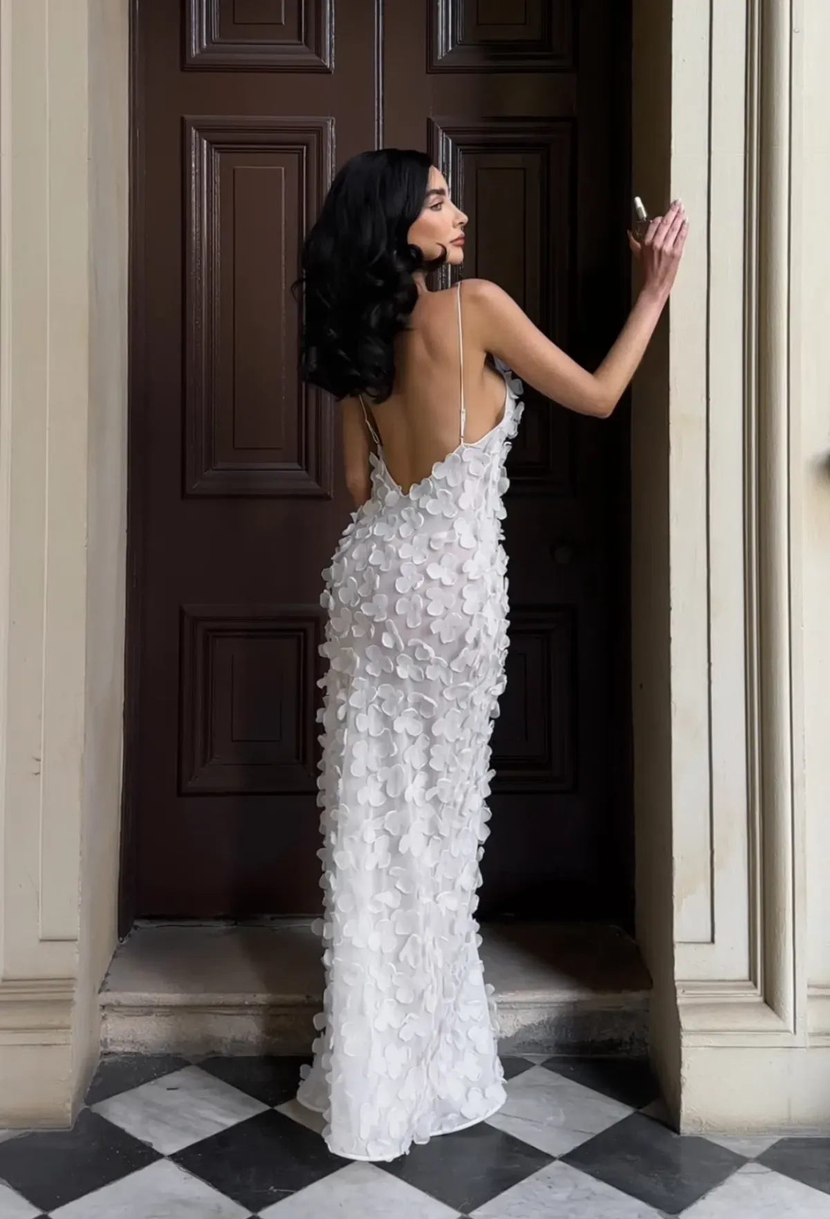 Selezza Floral Chiffon Maxi Dress White Size 6 - Image 4