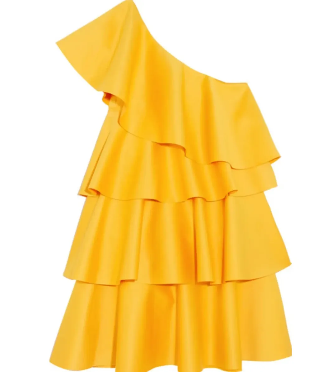 Solace London Tiered Ruffled Crepe Mini Dress Yellow Size 10 for rent on The Volte - main image