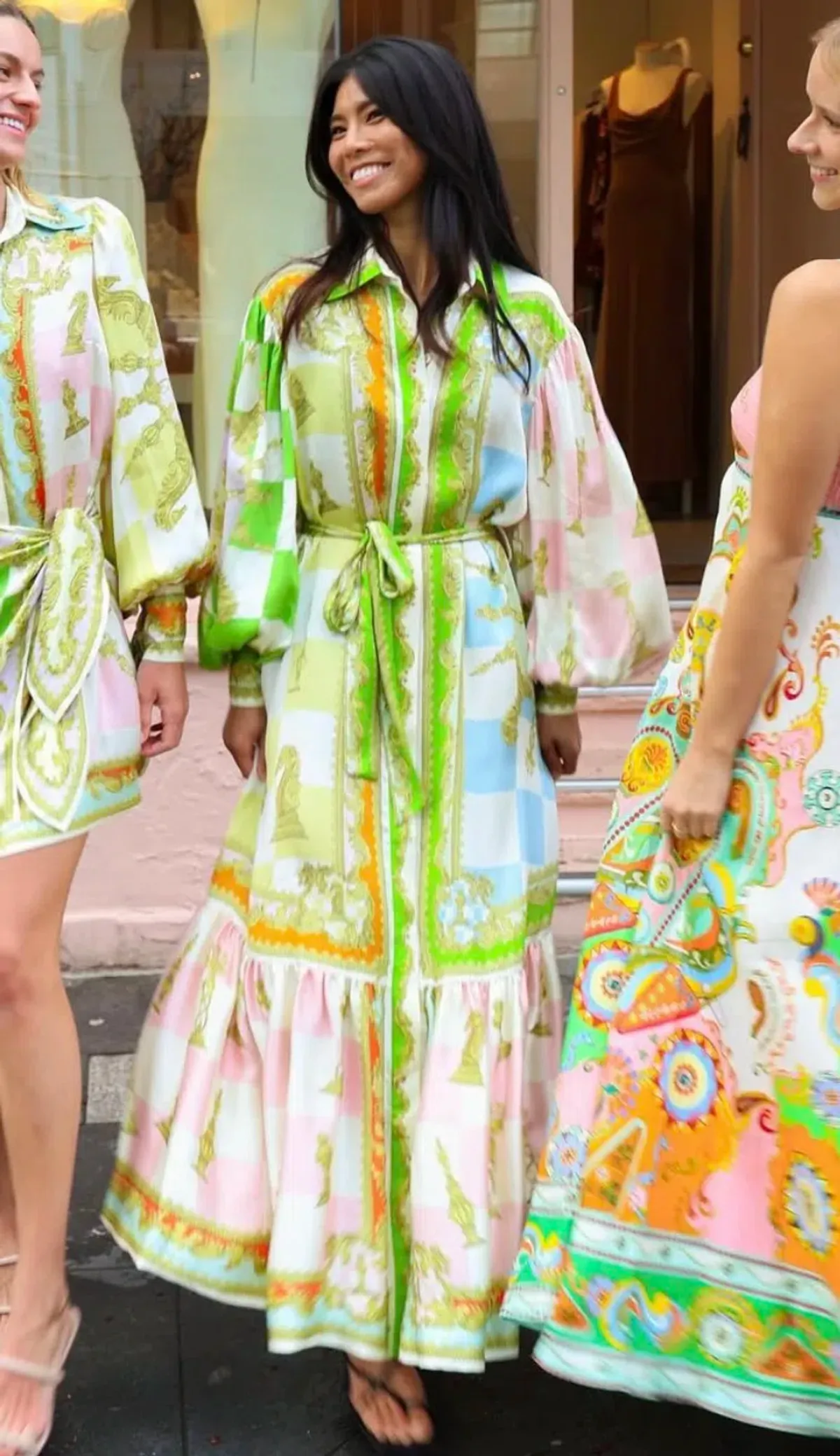 Alemais Checkmate Silk Midi Shirtdress in Multi Size AU 8 - Image 4