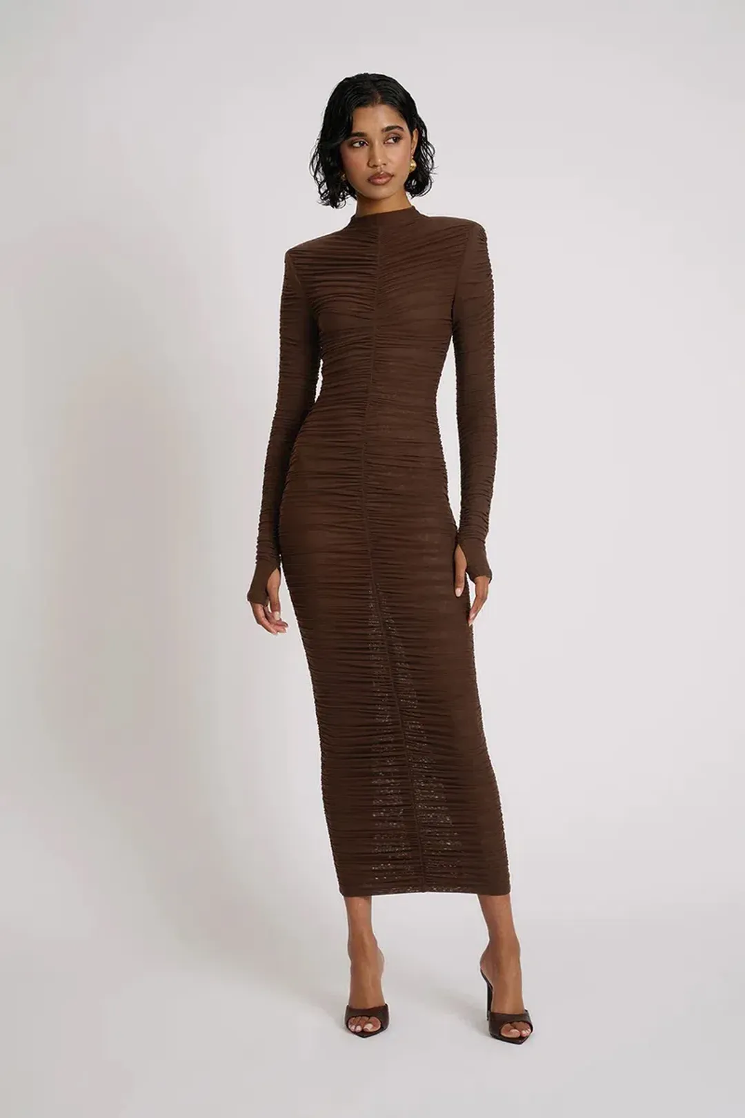 Eliya The Label Melissa Midi Dress Brown Size 8 for rent on The Volte - main image