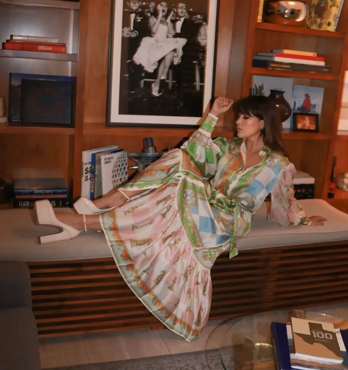 Alemais Checkmate Silk Midi Shirtdress Multi Size 12 - Image 2