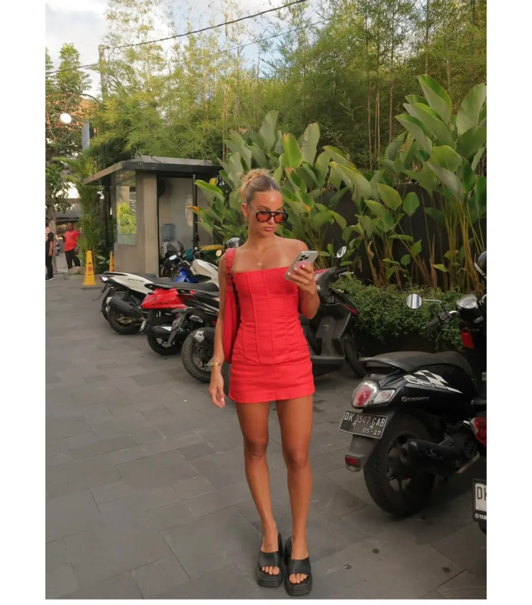 HNTR the label Aurora Corset and Aura Mini Skirt Set in Red Size AU 8 for rent on The Volte - main image