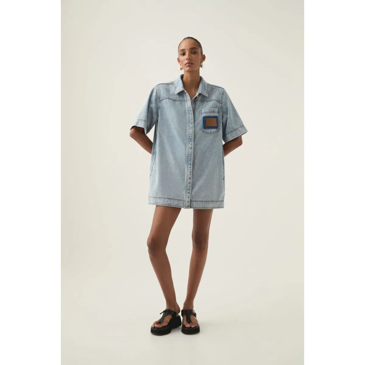 Aje Aura Denim Mini Tunic Dress Size 10 - Image 1