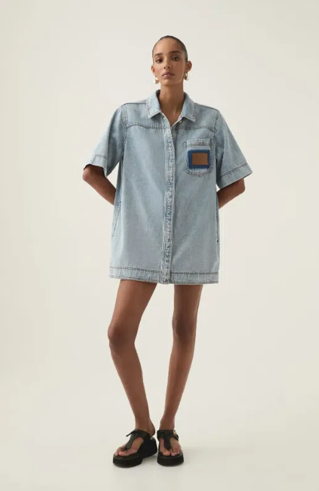 Aje Aura Denim Mini Tunic Dress Size AU 12 for rent on The Volte - main image