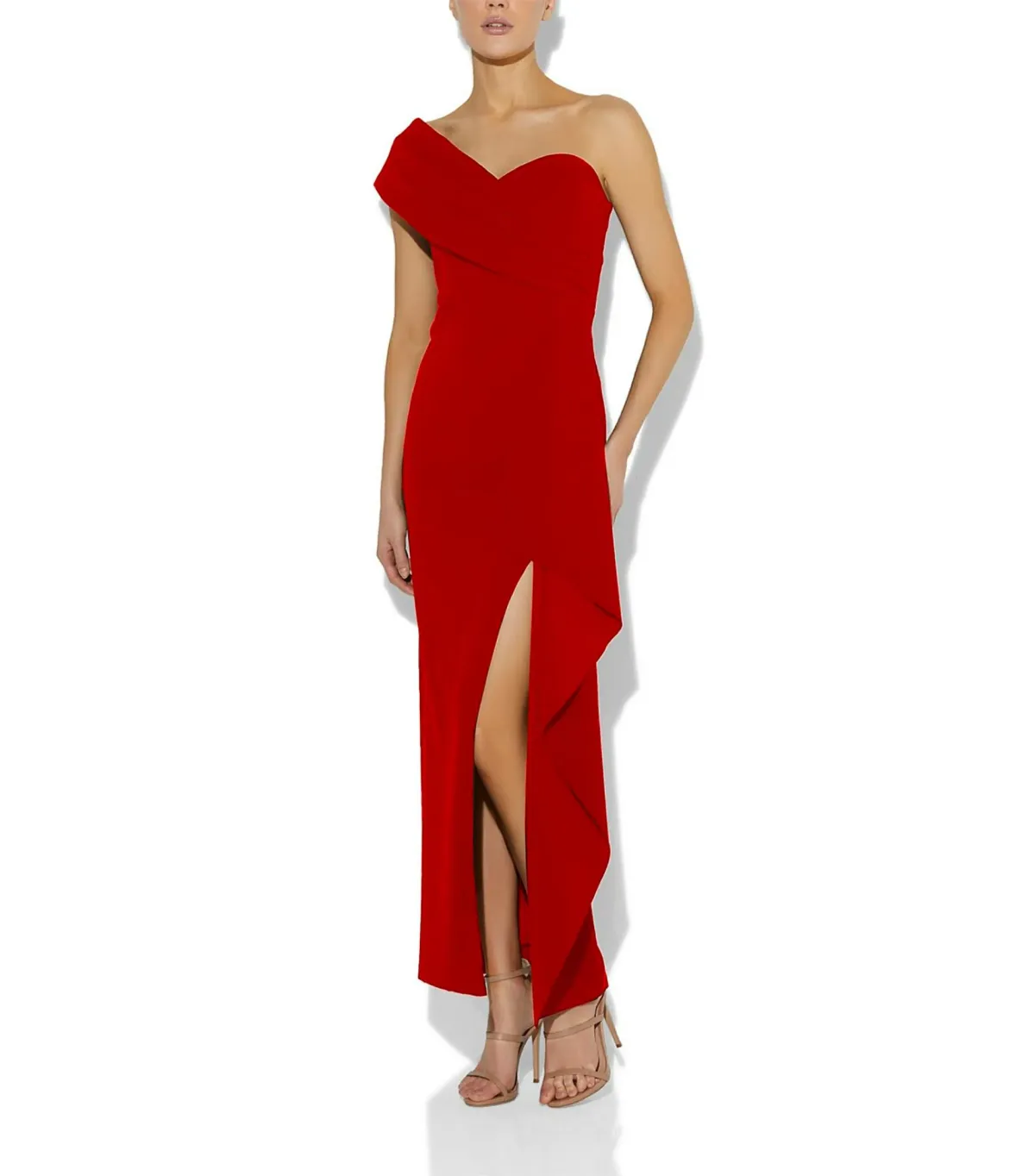 Montique Bella Stretch Crepe Maxi Gown Red Size AU 8 - Image 1