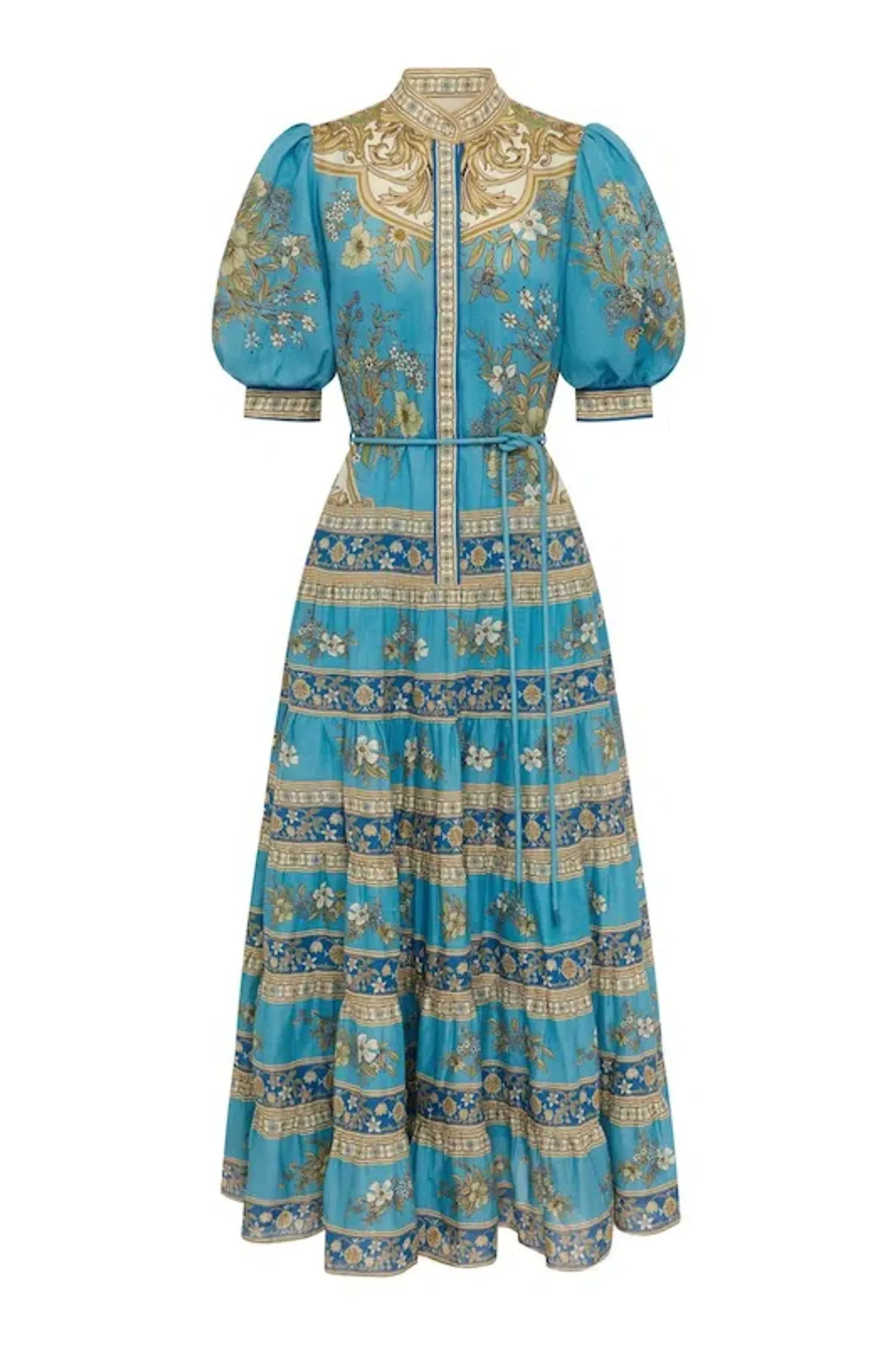 Alemais Cassie Tiered Midi Dress in Blue Size AU 12 - Image 5