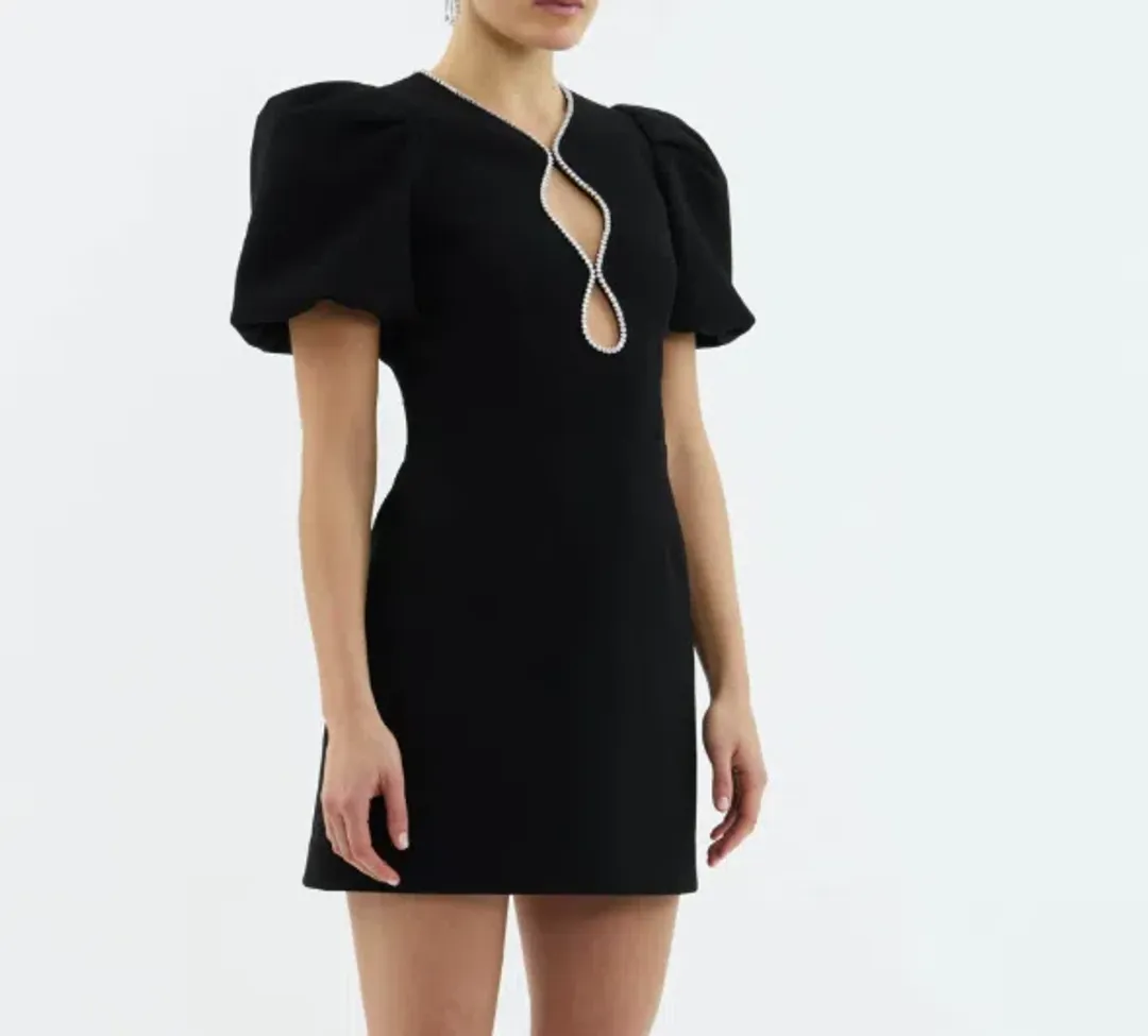 Rebecca Vallance Estella Puff Sleeve Mini Dress Black Size AU 4 for rent on The Volte - main image