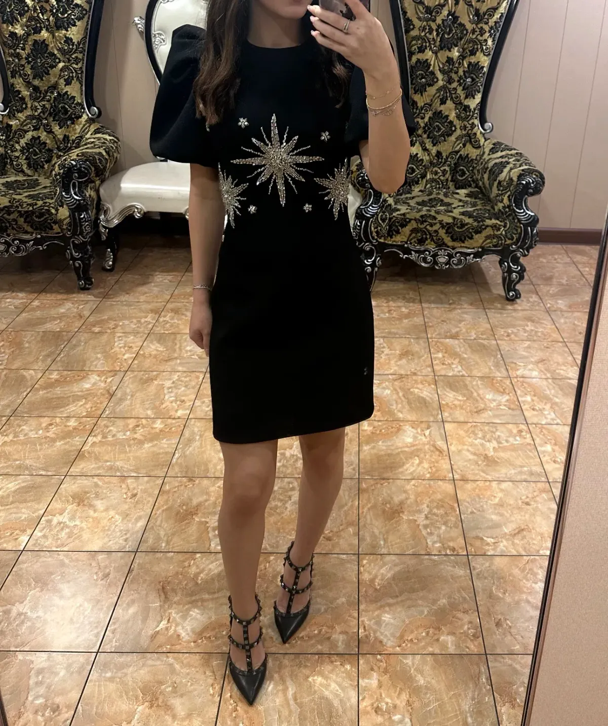 Rebecca Vallance Estella Mini Dress Black/Beaded Size 6 - Image 4