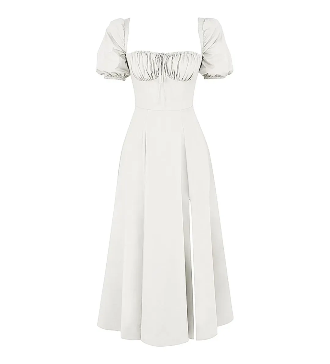 House of CB Tallulah Puff Sleeve Midi Sundress White Size 8/XS for rent on The Volte - main image