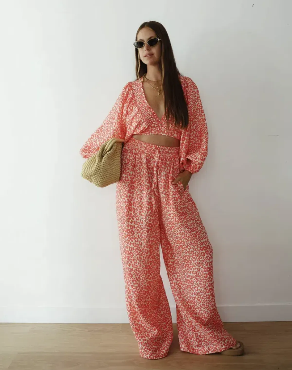 La Boheme Girls Coral Oat Leopard Juno Pant Essie Top Set Size S AU 6 - Image 4