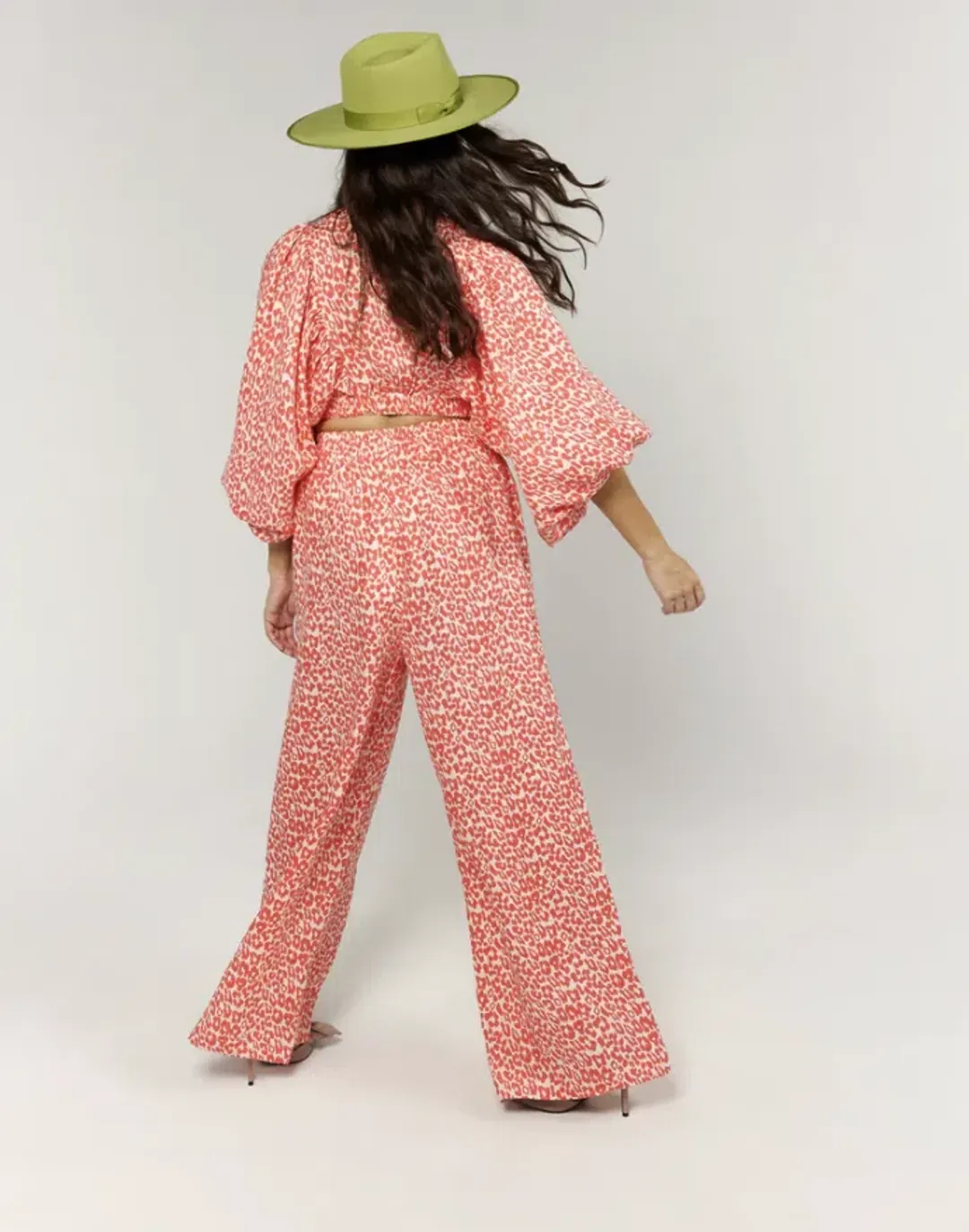 La Boheme Girls Coral Oat Leopard Juno Pant Essie Top Set Size S AU 6 for rent on The Volte - main image