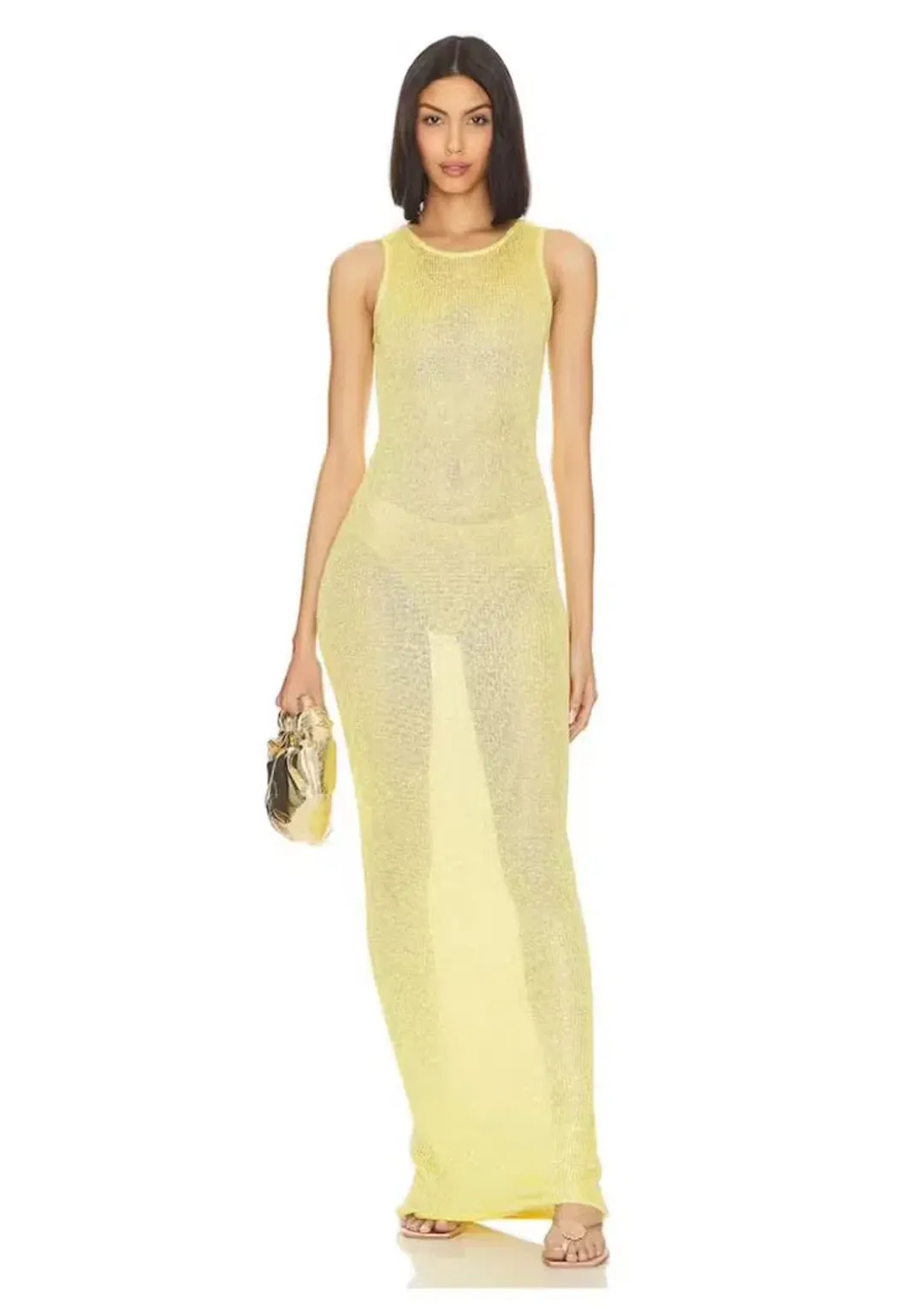 Asta Resort Natalia Maxi Dress in  Chartreuse Sequin Size AU 6 for rent on The Volte - main image
