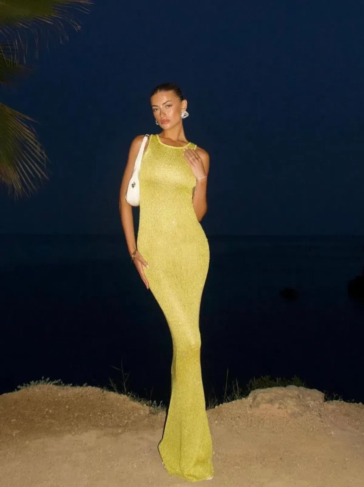 Asta Resort Natalia Maxi Dress in Chartreuse Sequin Size AU 6 - Image 2