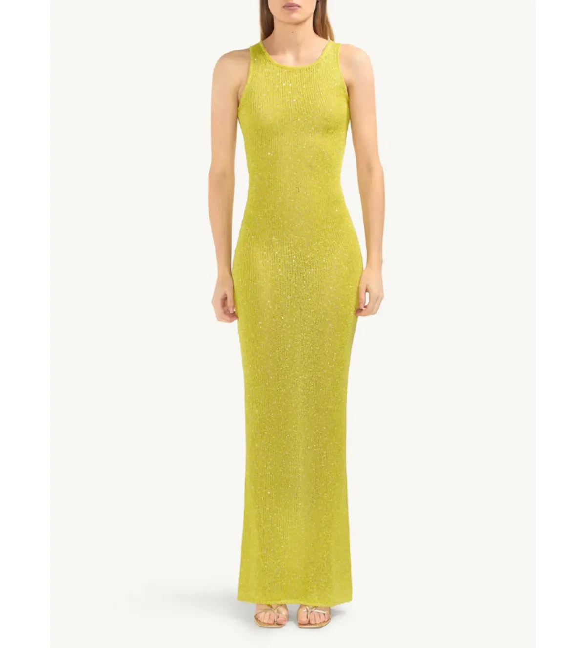 Asta Resort Natalia Maxi Dress in Chartreuse Sequin Size AU 6 - Image 3