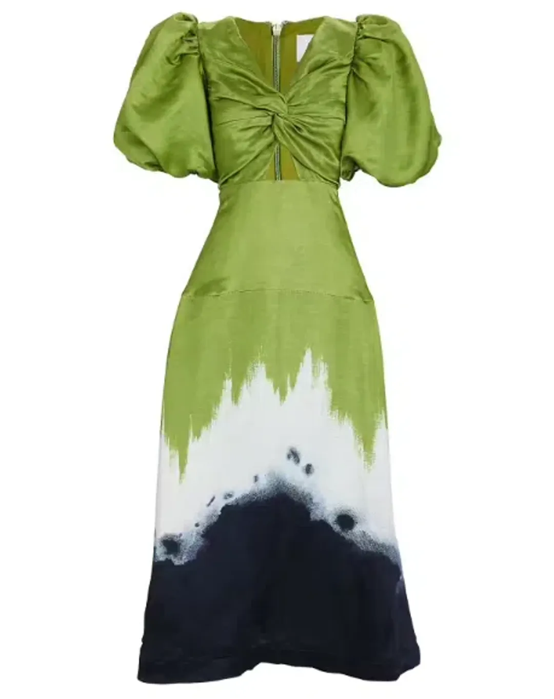AJE Arcadian Puff Sleeve Knot Midi Dress Multi Size AU 6 for rent on The Volte - main image
