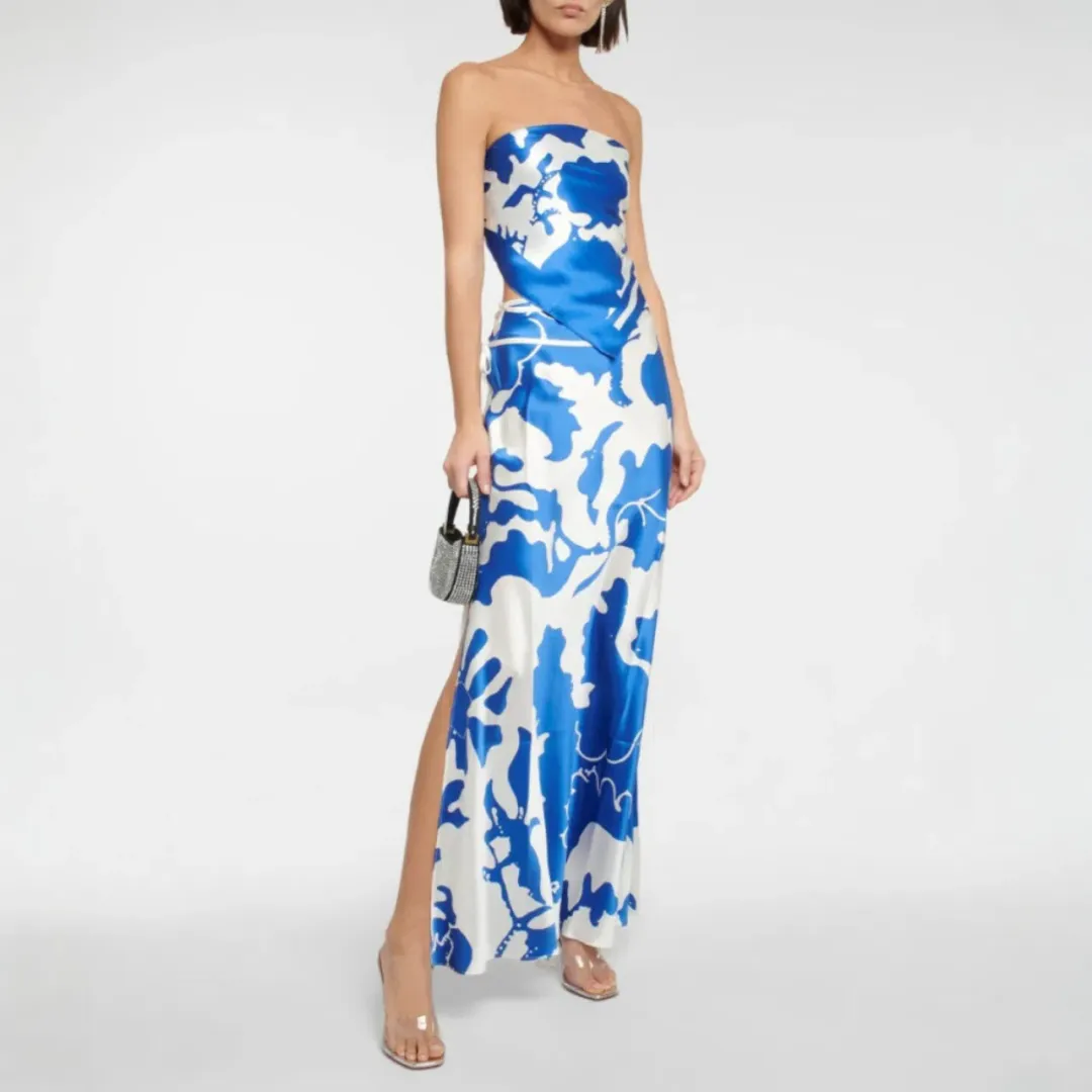 SIR THE LABEL Esme Silk Scarf & Skirt Set Merce Blue Size AU 8 (1) for rent on The Volte - main image