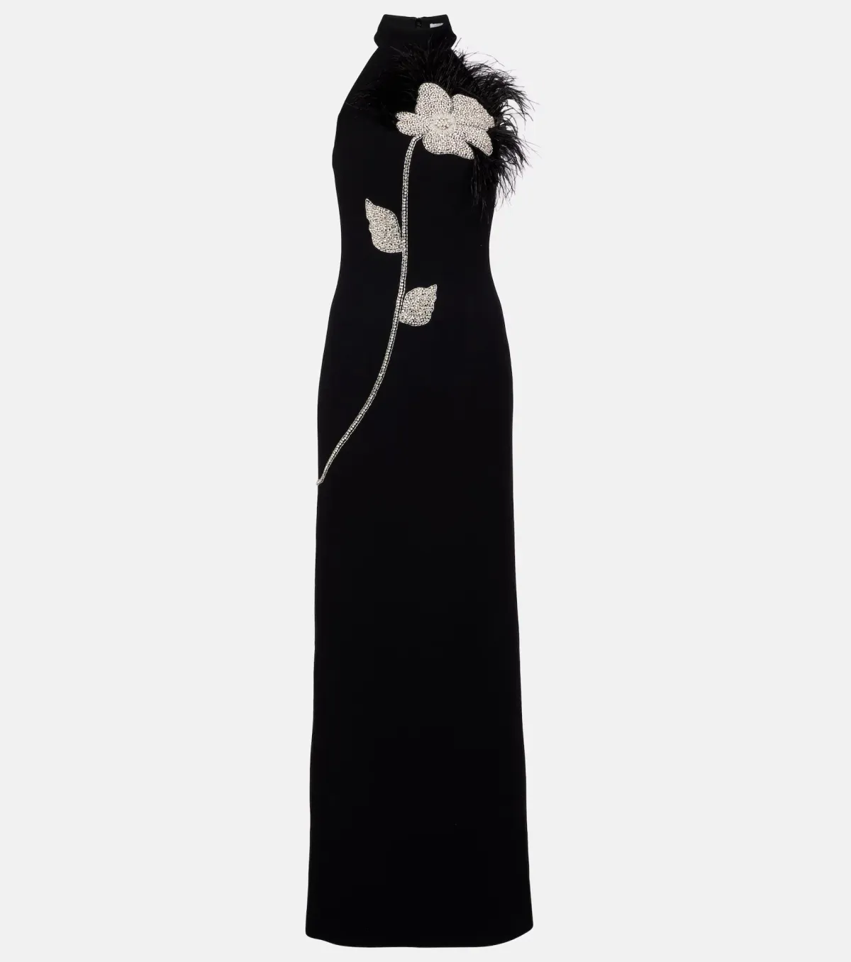 Rebecca Vallance Starlight Embellished Feather Trimmed Gown in Black Size AU 8 - Image 3