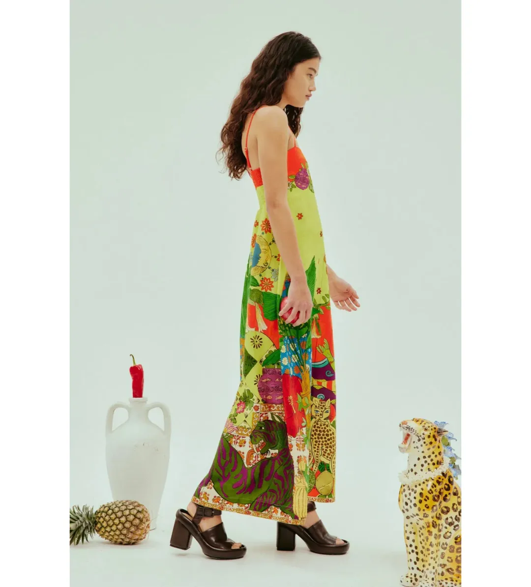 Alemais Tiger Day Midi Dress Multi Print Size AU 12 for rent on The Volte - main image