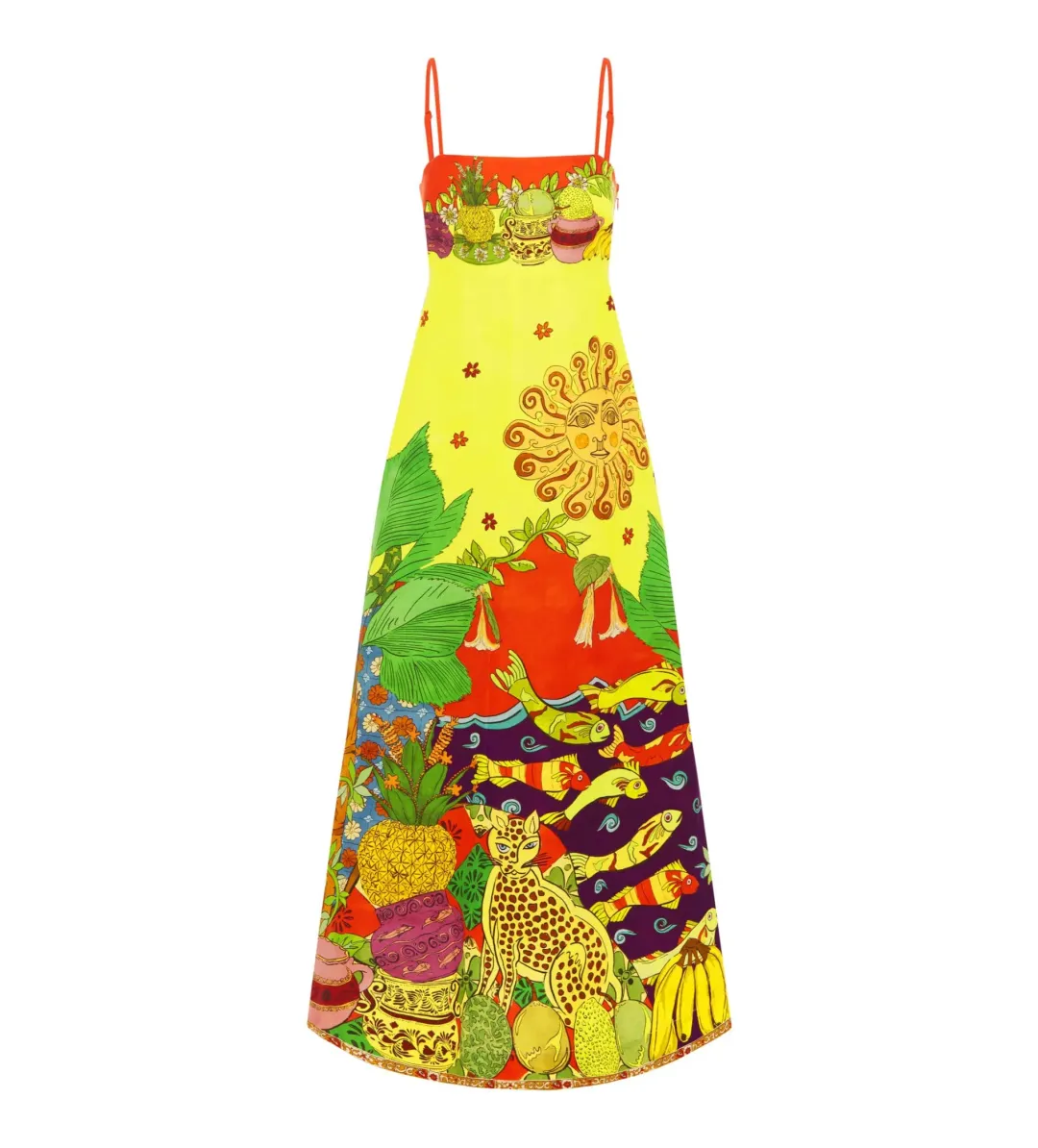 Alemais Tiger Day Midi Dress Multi Print Size AU 12 for rent on The Volte - main image