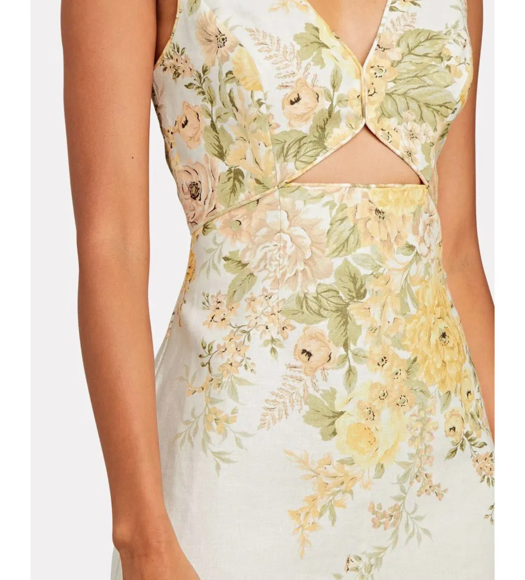 Zimmermann Amelie Cut Out Mini Dress Ivory Garden Floral Size 1 AU 10 for rent on The Volte - main image