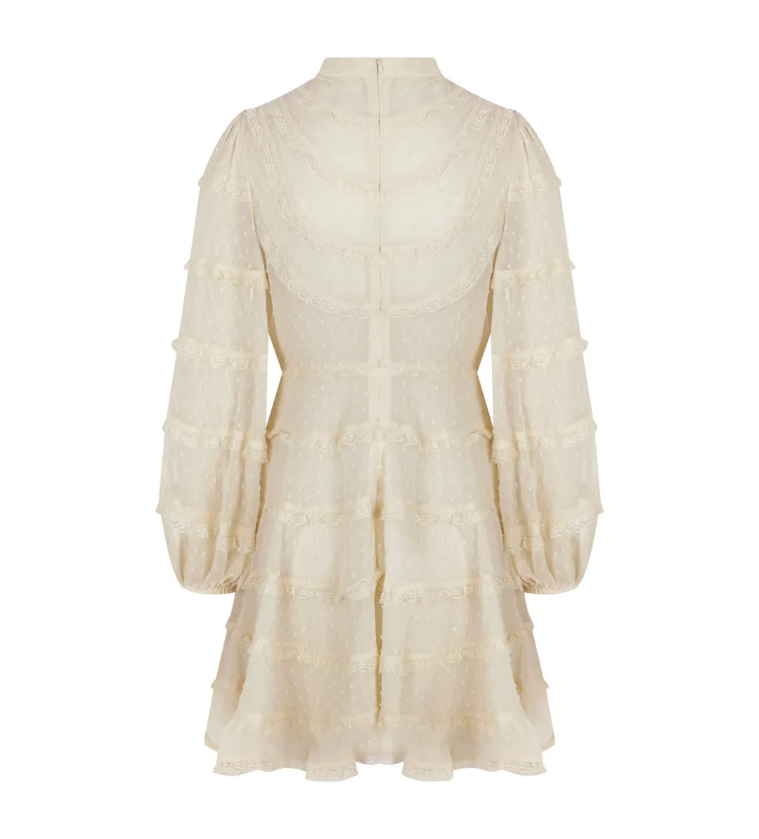 Zimmermann Ladybeetle Spliced Mini Dress Ivory Size 0 AU 8 for rent on The Volte - main image