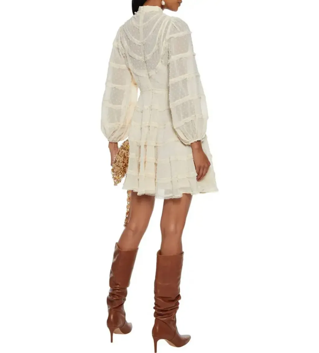 Zimmermann Ladybeetle Spliced Mini Dress Ivory Size 0 AU 8 for rent on The Volte - main image