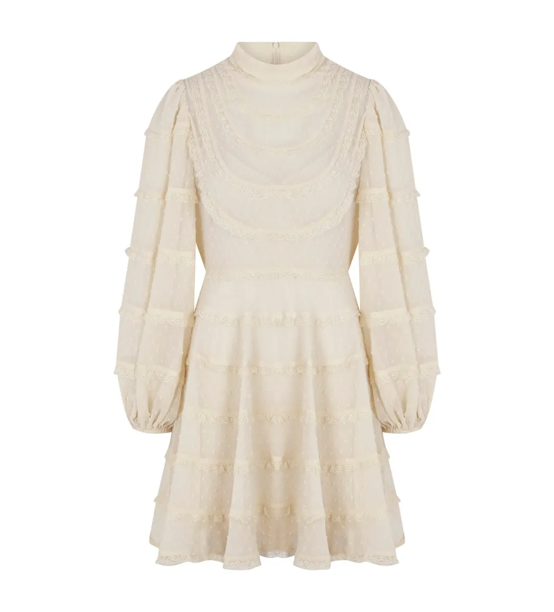 Zimmermann Ladybeetle Spliced Mini Dress Ivory Size 0 AU 8 for rent on The Volte - main image