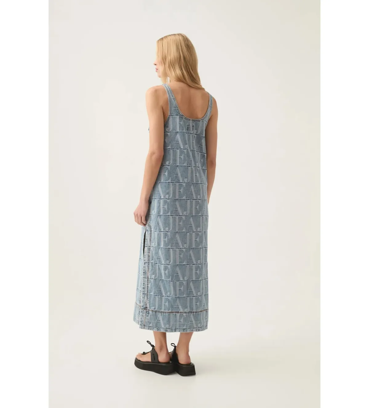 Aje Nostalgia Denim Midi Dress Coastal Logo Wash Size AU 6 - Image 3