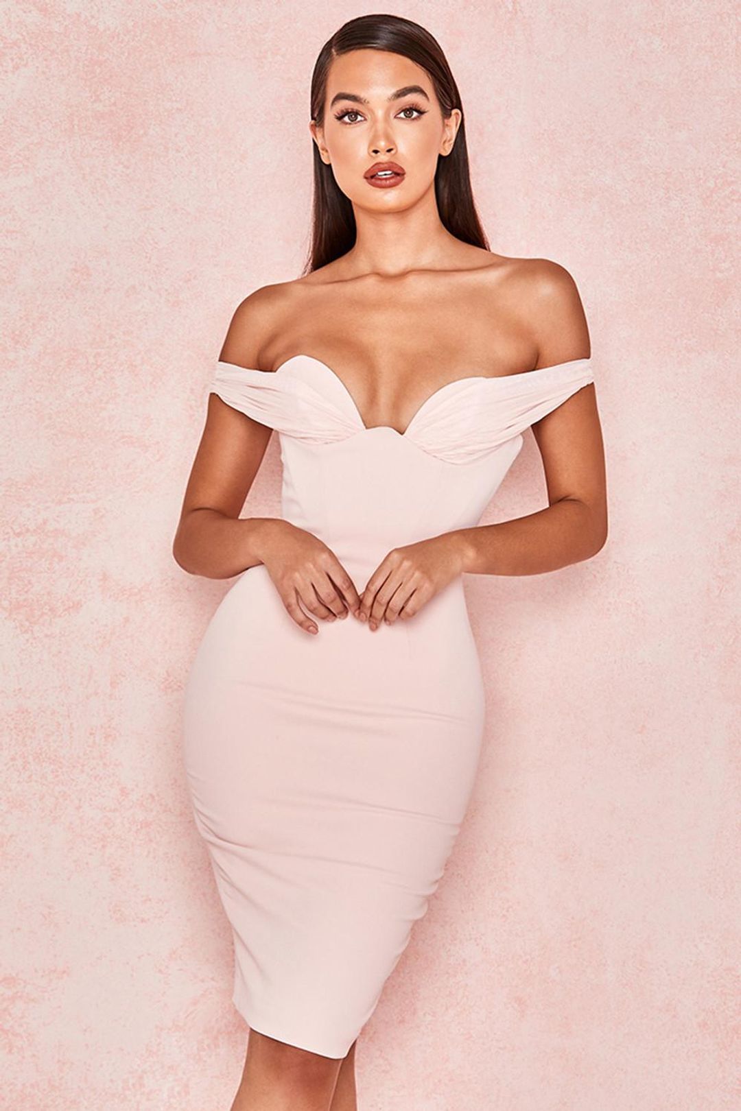 House of CB Yolanda Midi Dress Pink Size 8 for rent on The Volte - main image