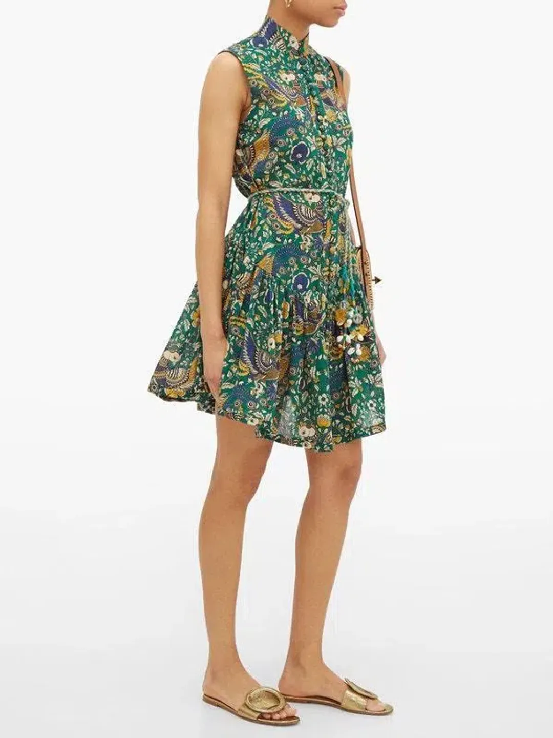 Zimmermann Edie Drop Waist Mini Dress Green Size AU 8 for rent on The Volte - main image