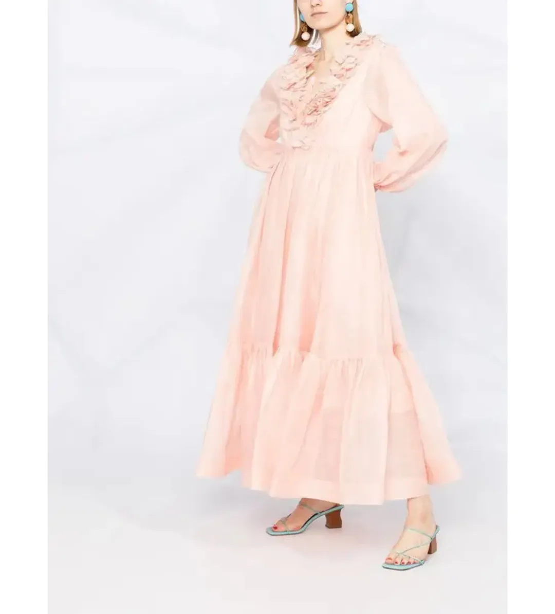 Zimmermann The Lovestruck Garland Midi Dress in Pink Size 2/ AU 12 for rent on The Volte - main image