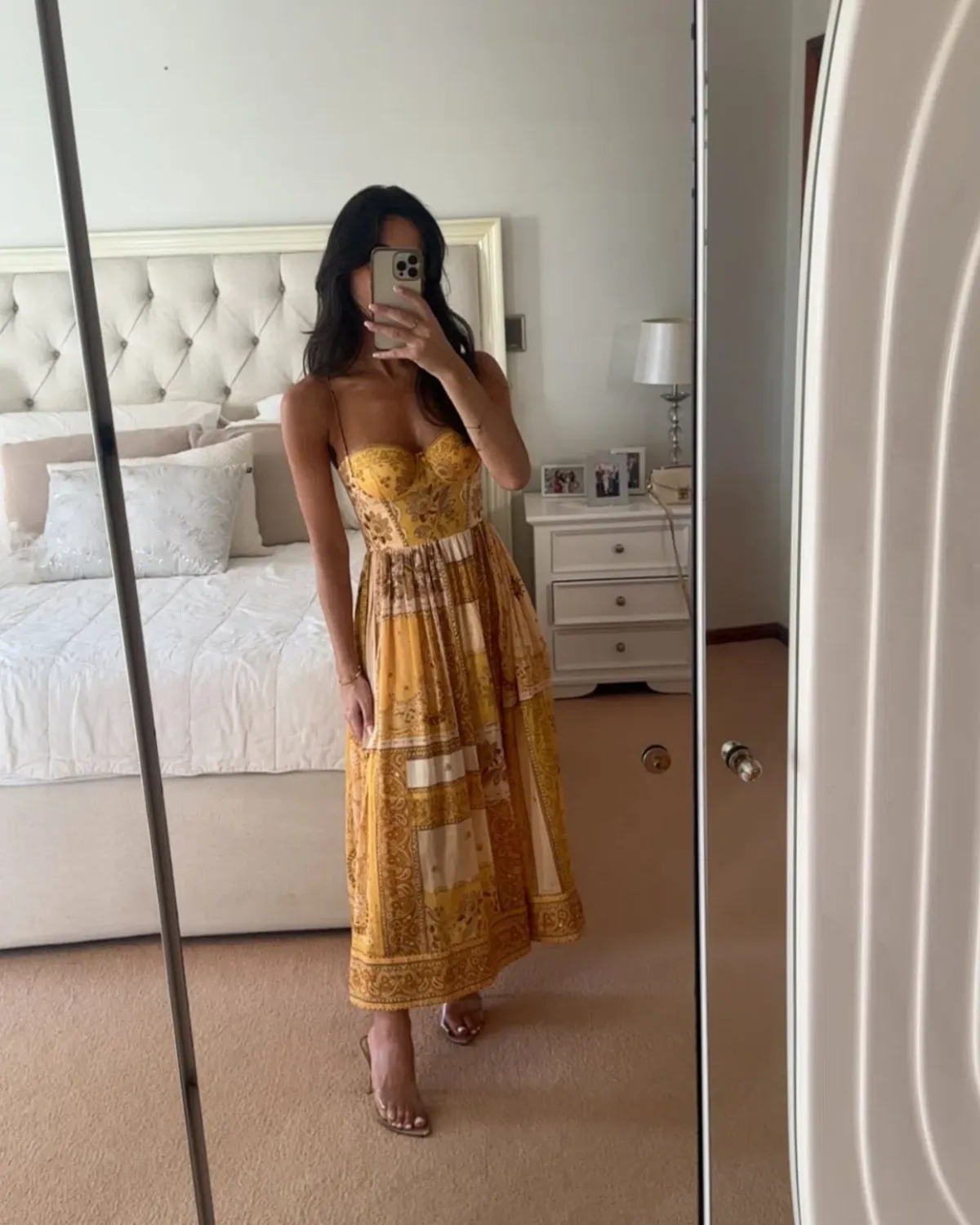 Zimmermann The Lucky Corset Midi Dress in Mustard Bandan Size 2/AU12 - Image 2