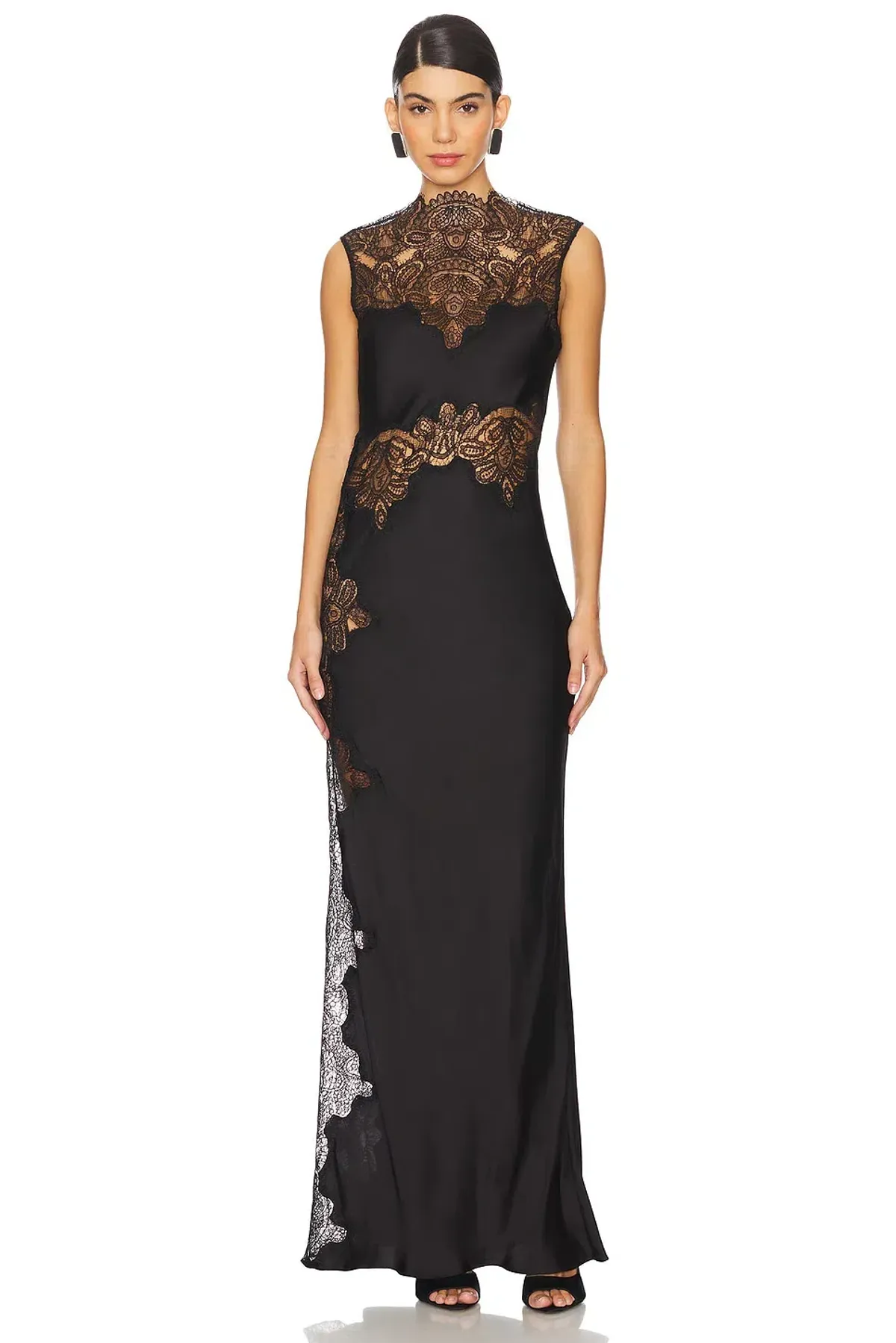 Shona Joy Jamila Lace High Neck Maxi Dress Black Size AU 12 - Image 2